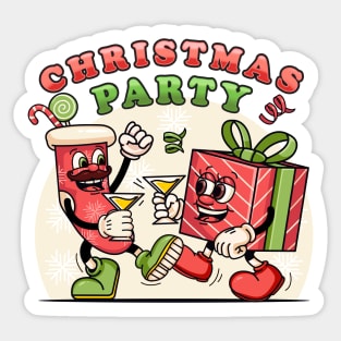 Christmas party, sock cartoon mascot and party Christmas gifts Sticker